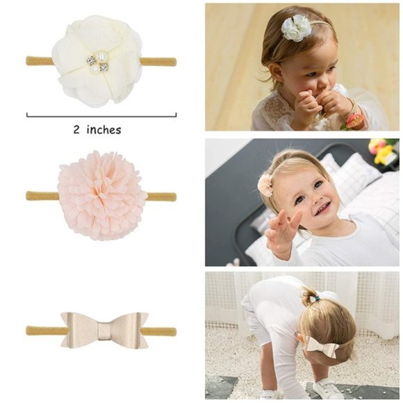 Baby Girl Headbands Fabric Linen Bows Flowers,10 Pack Hair Accessories - Picture 2 of 8